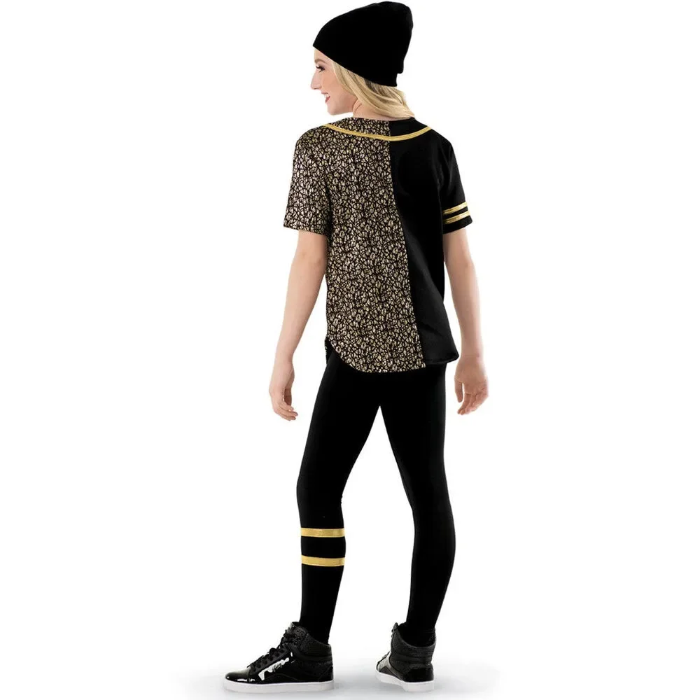 Pre-Owned Dance Costume Weissman 10085 Intermediate Child Gold Hip Hop